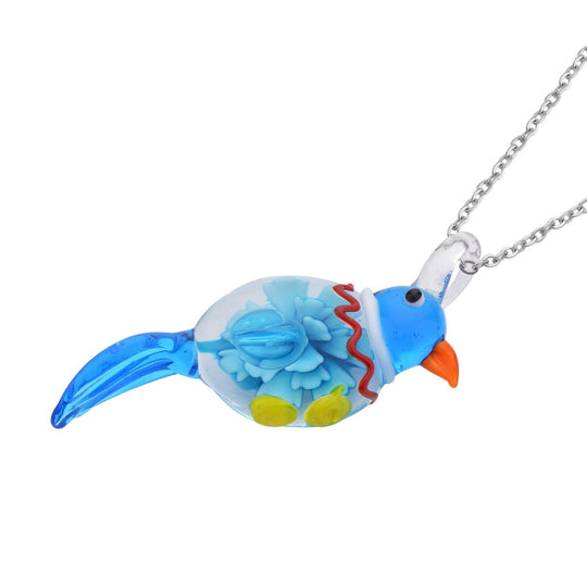 Mehfarbiger Anhänger im Murano-Stil Glas mit 60cm Kette, Schneemann Design