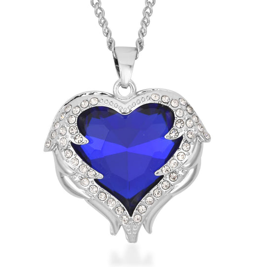 2er Set Glas, Kristall Anhänger mit Kette und Ohrringe, Blau