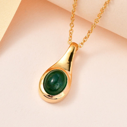 Kagem Sambischer Smaragd Anhänger mit Kette, 925 Silber Gelbgold Vermeil ca. 2.00 ct