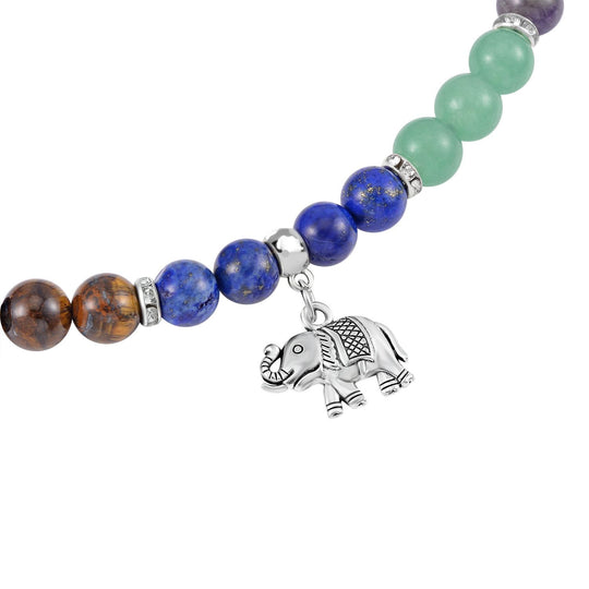Multi-Edelstein und Opalit Schmuckset mit Glücksklee-Anhänger, Legierung