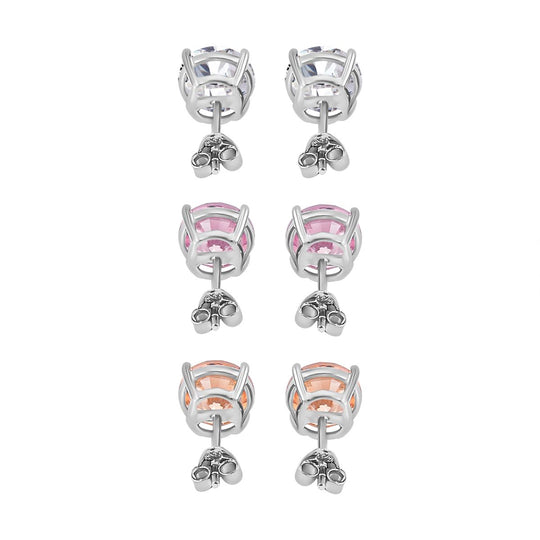 3er Set, Weißer Zirkonia, Rosa Zirkonia Schmuckset 925 Silber rhodiniert ca. 1.00 ct