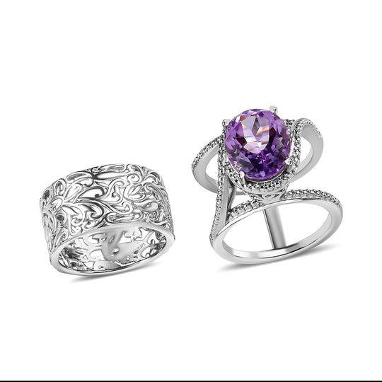 Mashamba Amethyst Ring, platiniert, ca. 4.39 ct
