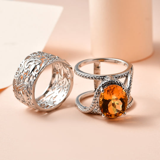 Citrin Ring, platiniert, ca. 4.65 ct