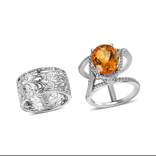 Citrin Ring, platiniert, ca. 4.65 ct
