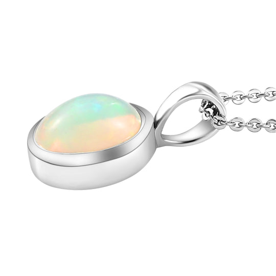 Natürlicher, äthiopischer Opal Anhänger mit Kette, 2er Set, ca. 50 cm, 925 Silber platiniert ca. 1,33 ct
