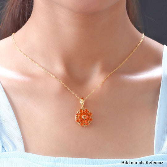Salamanca Feueropal-Anhänger mit Kette, 925 Silber Gelbgold Vermeil ca. 1.98 ct
