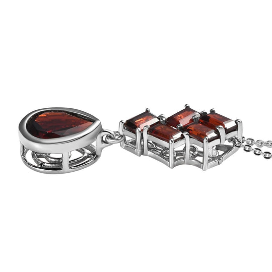 Natürlicher Mosambik Granat Anhänger mit Kette, 925 Silber platiniert ca. 4.37 ct