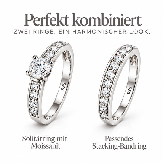 D'Joy Moissanit Schmuckset 925 Silber 750 Gelbgold vermeil ca. 1,45 ct.