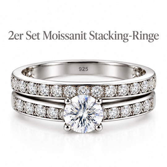 D'Joy Moissanit Schmuckset 925 Silber 750 Gelbgold vermeil ca. 1,45 ct.