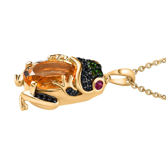 GP Trionfo Kollektion - Citrin, Afrikanischer Rubin (Fissure gefüllt) Anhänger mit Kette, 925 Silber Gelbgold Vermeil ca. 6.42 ct