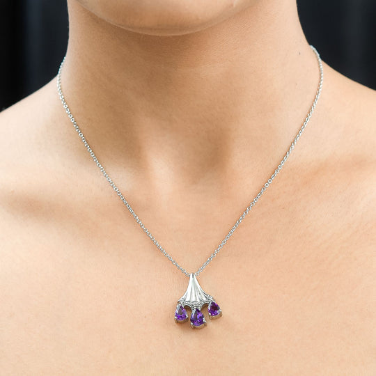 AA Mashamba Amethyst Anhänger mit Kette, Edelstahl ca. 2.22 ct