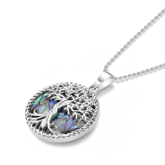 Labradorit Lebensbaum Legierung-Anhänger mit 50cm Edelstahl-Kette - 32,50 ct.