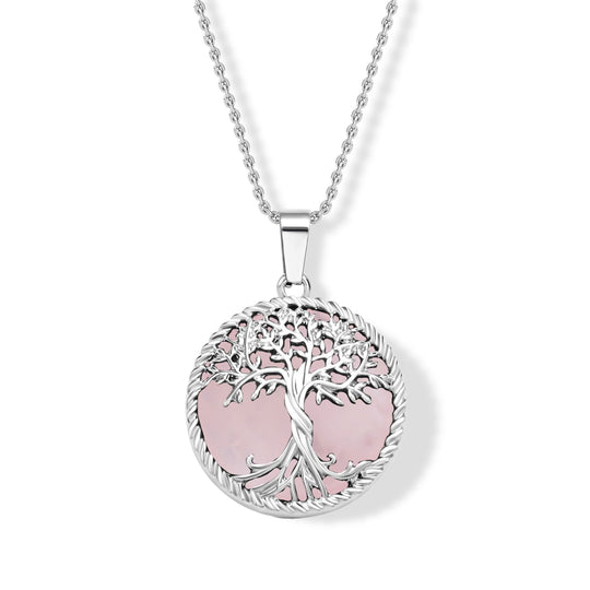Labradorit Lebensbaum Legierung-Anhänger mit 50cm Edelstahl-Kette - 32,50 ct.