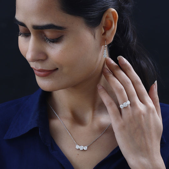 EF Moissanit Schmuckset 925 Silber platiniert ca. 7,19 ct.