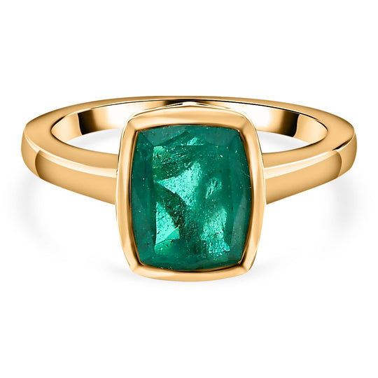 Smaragd-Triplette-Quarz Schmuckset 925 Silber Gelbgold Vermeil ca. 4.00 ct