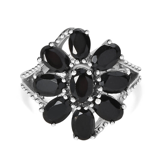 Schwarzer Spinell Schmuckset Edelstahl ca. 34.73 ct