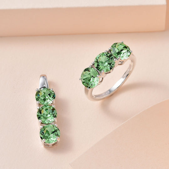 Peridot Kristall Schmuckset 925 Silber