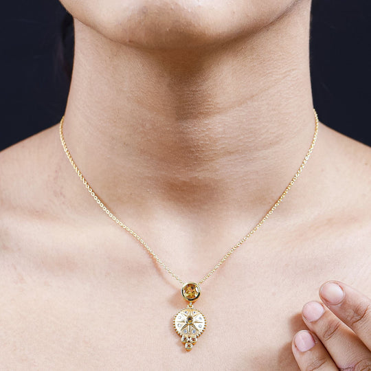 Citrin Schmuckset 925 Silber Gelbgold Vermeil ca. 1,67 ct.