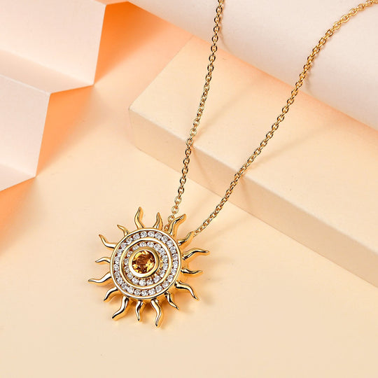 AA Citrin, Kanchanaburi Blauer Saphir Schmuckset 925 Silber Gelbgold Vermeil ca. 1,13 ct.