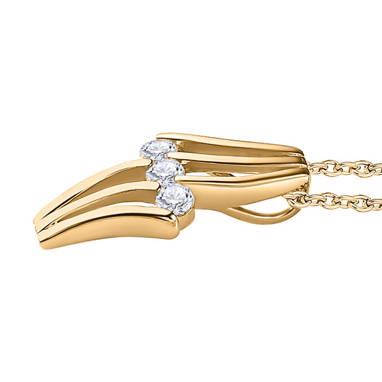 Moissanit Anhänger mit 50cm Kette, 925 Silber Gelbgold Vermeil - 0,70 ct.