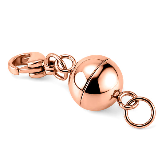 3er Set - Magnetverschluss Rundform, mit Karabinerverschluss, 316L Edelstahl, Rosévergoldet, ca. 9.30g