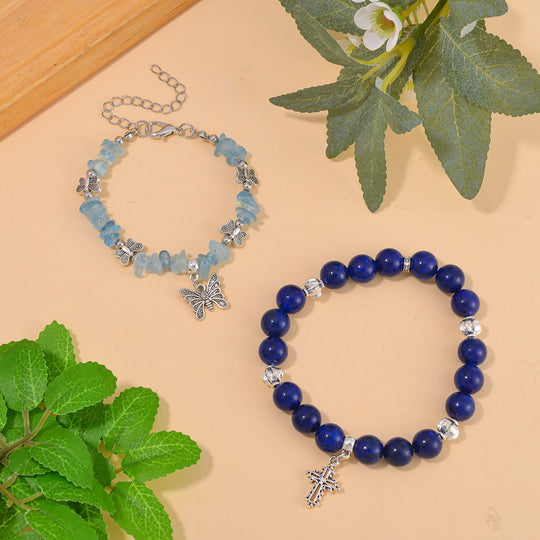 Lapislazuli, Aquamarin Schmuckset Legierung Schwarz oxidiert ca. 200.00 ct