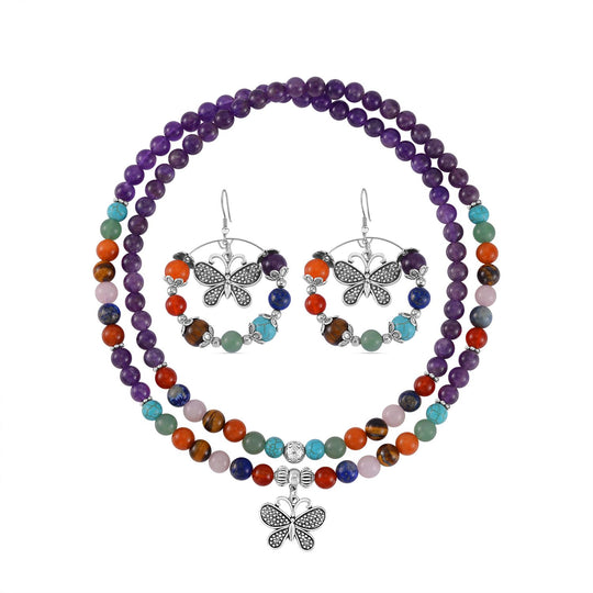 Mehrfarbig Edelsteine Schmuckset Reiner Edelstahl Schwarz oxidiert Schwarz oxidiert ca. 630,00 ct.