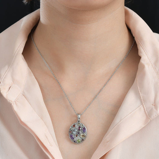 Himmelblauer Topas, Peridot Schmuckset Edelstahl ca. 3.22 ct