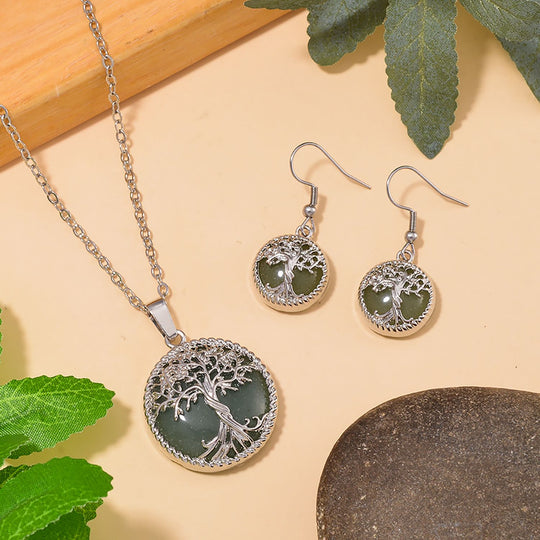 Grüner Aventurin Schmuckset Legierung ca. 49.00 ct