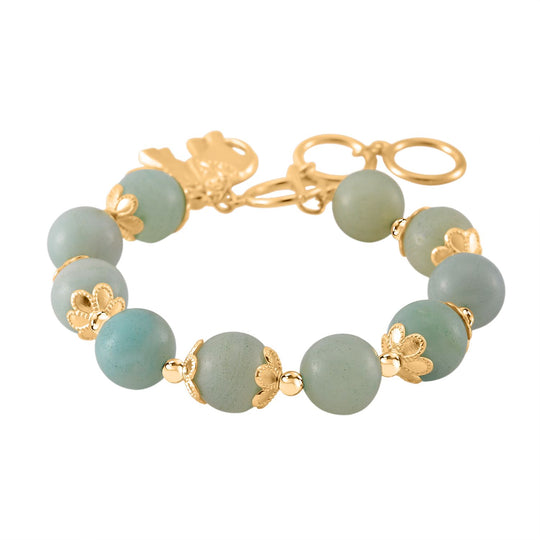 2er Set - Mehrfarbiger Amazonit Armband und Ohrringe, Reiner Edelstahl, vergoldet, ca. 185,00 ct.
