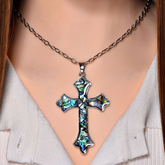 Kokosnuss-Muschel Kreuz Anhänger mit Kette