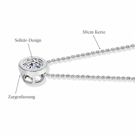 LUXURIANT VS-EF Labor Diamant Anhänger mit 45+5cm Kette, 925 Silber Gelbgold Vermeil - 0,25 ct.