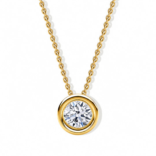LUXURIANT VS-EF Labor Diamant Anhänger mit 45+5cm Kette, 925 Silber Gelbgold Vermeil - 0,25 ct.