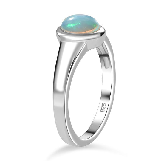 3er Set- AA Natürlicher, äthiopischer Welo Opal Anhänger, Ring und Ohrringe, 925 Silber rhodiniert ca. 1.61 ct