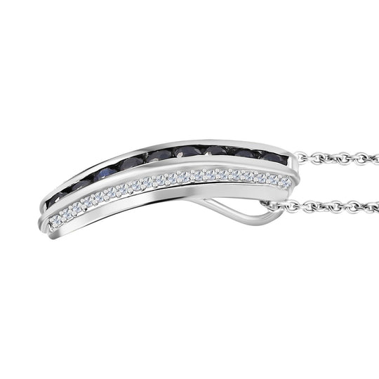 Masoala Saphir (Fissure gefüllt), Weißer Zirkon Anhänger mit Kette, Silberton, ca. 1.45 ct