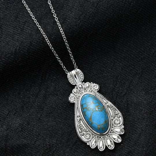 Blaues Türkis Schmuckset ca. 50 cm Edelstahl ca. 22.00 ct