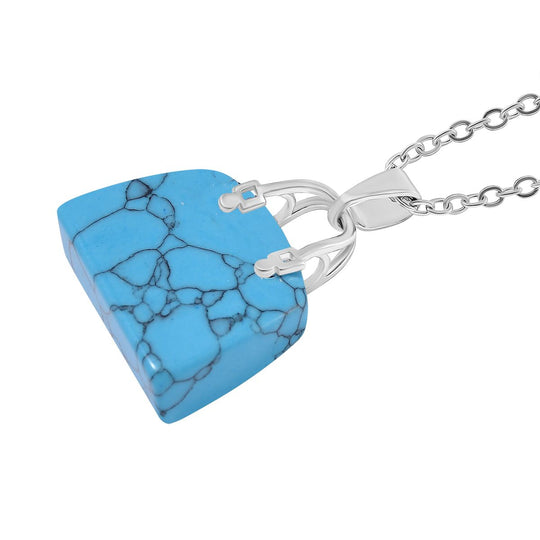 Blauer Howlit Anhänger mit Kette, Reiner Edelstahl ca. 50.00 ct
