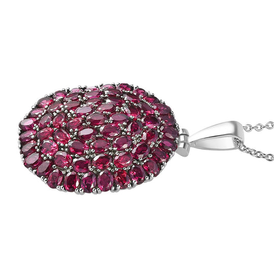 Rhodolith Granat Anhänger mit Kette, Edelstahl ca. 9.44 ct