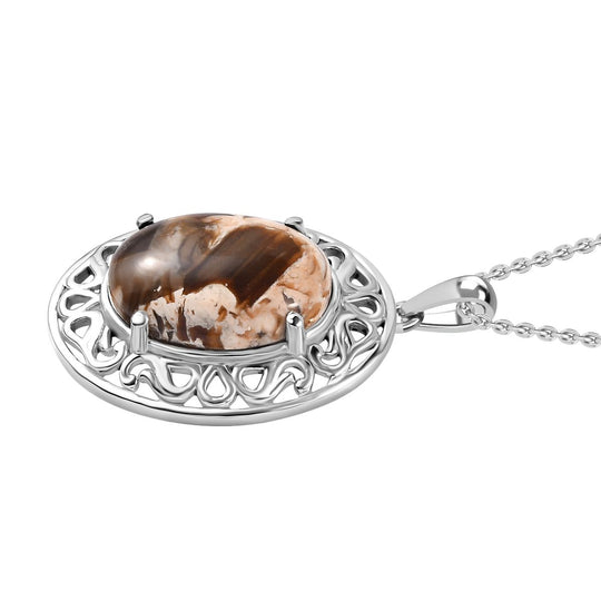 Der Schimmer der Natur - Erdnuss Holz Jaspis Schmuckset Edelstahl ca. 9.50 ct