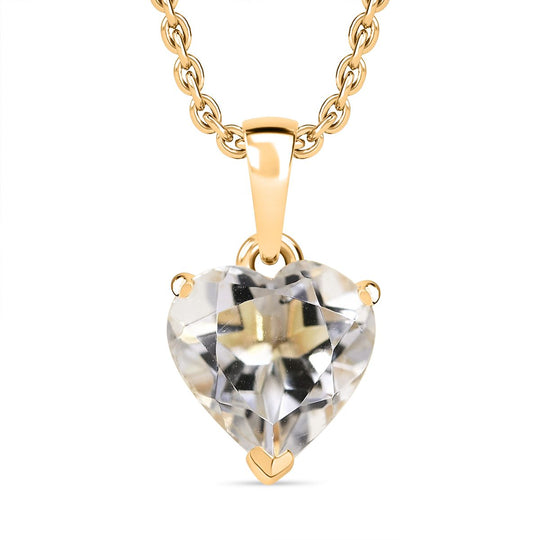 AA Prasiolite Anhänger mit Kette (ca. 50 cm), 925 Silber 750 Gelb Vergoldet und 316L Edelstahl 750 Gelb Vergoldet ca. 1.00 ct