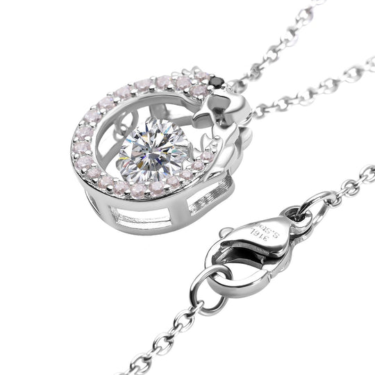 LUSTRO STELLA - Weißer Zirkonia Drachen Anhänger, 925 Silber rhodiniert mit 316L Edelstahl ca. 50 cm Kette