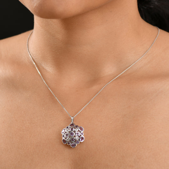 AA Rose De France Amethyst Schmuckset 925 Silber platiniert ca. 2,91 ct.