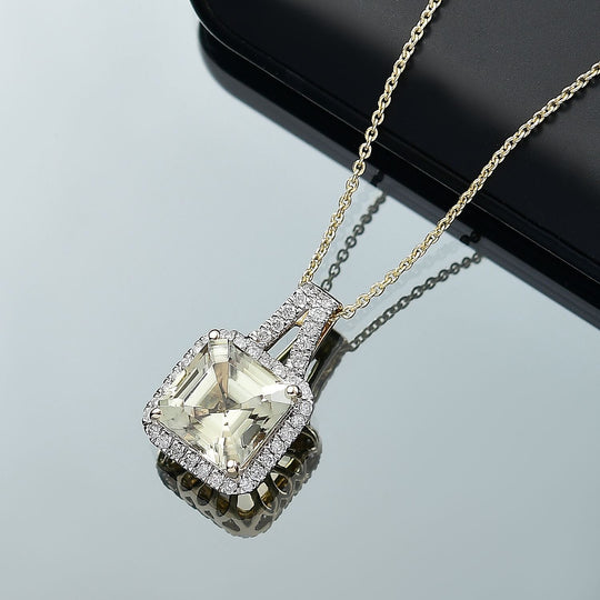 LUXORO AAA Turkizit, Weißer Diamant AGI zertifiziert Schmuckset ca. 50 cm 585 Gold ca. 3.78 ct