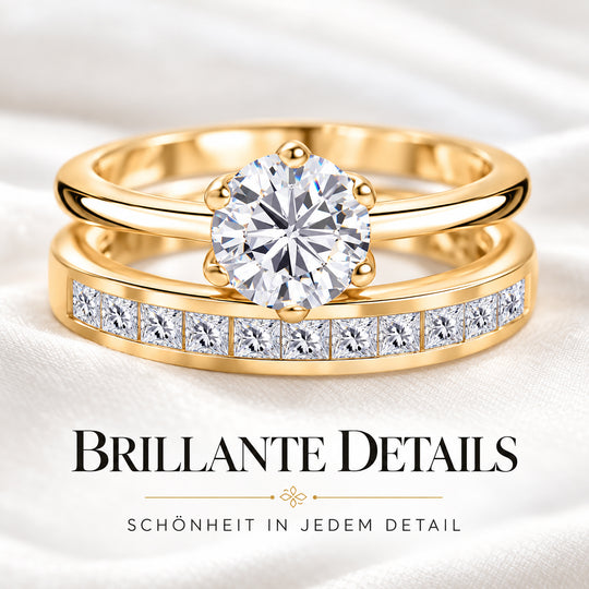 D'Joy Moissanit Schmuckset 925 Silber 750 Roségold vermeil (Größe 19) ca. 1,57 ct.