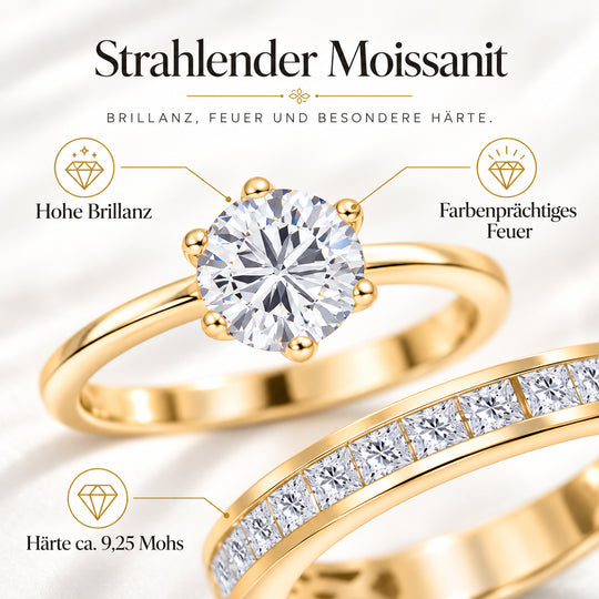 D'Joy 1,57 ct. 2er-Set Moissanit Stacking Ringe, 925 Silber rhodiniert