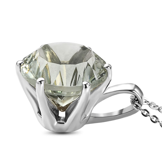 Prasiolith-Anhänger mit Kette, 925 Silber platiniert ca. 5,54 ct