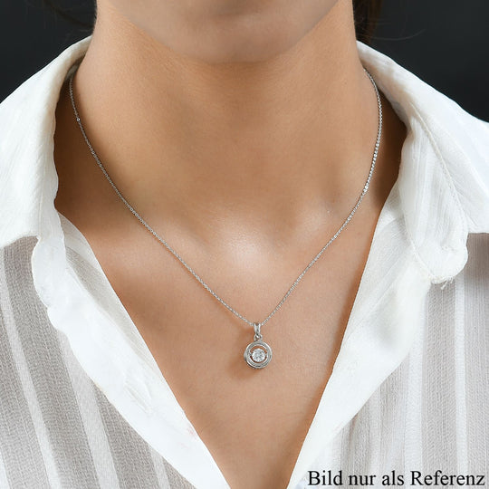 88 Facetten Moissanit-Anhänger mit Kette, 925 Silber platiniert ca. 0.44 ct