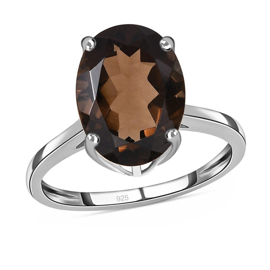 2er Set - Rauchquarz-Ring und Anhänger, 925 Silber ca. 10.97 ct