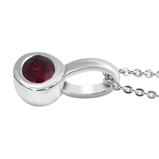 AA Rubellit Anhänger mit Kette, 925 Silber platiniert ca. 0.42 ct