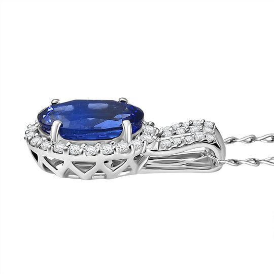 Rhapsody AAAA Tansanit, Weißer Diamant AGI zertifiziert Schmuckset ca. 50 cm 950 Platin ca. 3.65 ct